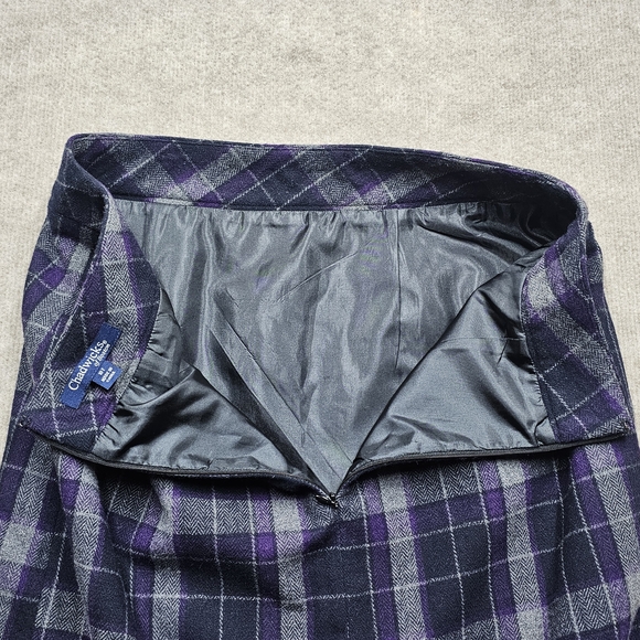 Chadwick’s Purple Plaid Wool Blend Long Pencil Skirt – Size 10 Tall - Picture 11 of 13